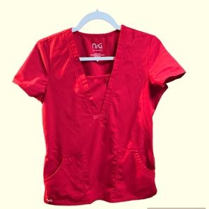 Nrg by Barco Scrub top Women’s size S Red V Neck